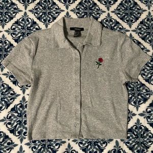 Light gray rose crop top